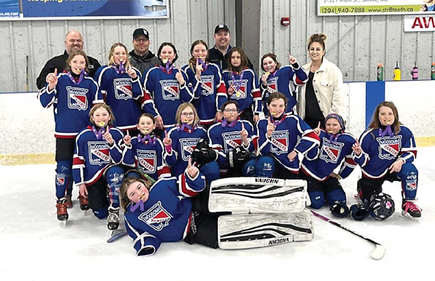 Moosomins U11 Lady Ranges won gold at the March 24-26 Stars Cup hockey tournament in Winnipeg.